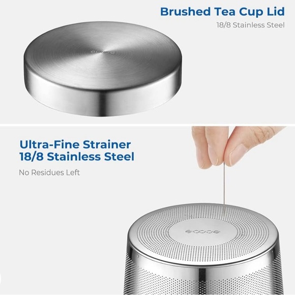 Ecooe Borosilicate Glass Tea Infuser Cup with Lid 16.9oz. - Picture 4 of 8